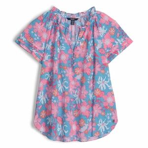Hatley Wild Garden Sylvie Short Sleeve Blouse Size XS Extra Small Womens